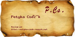 Petyka Csák névjegykártya
